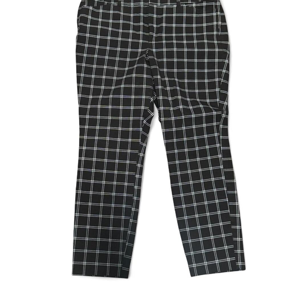 Old Navy Pixie Pants Womens 14 Black White Plaid High Rise Stretch Ankle